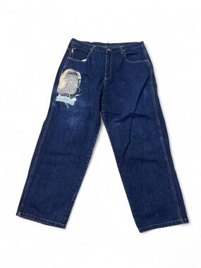 Y2K VTG Southpole wide leg baggy embroidered jeans 36/38 skater grunge read